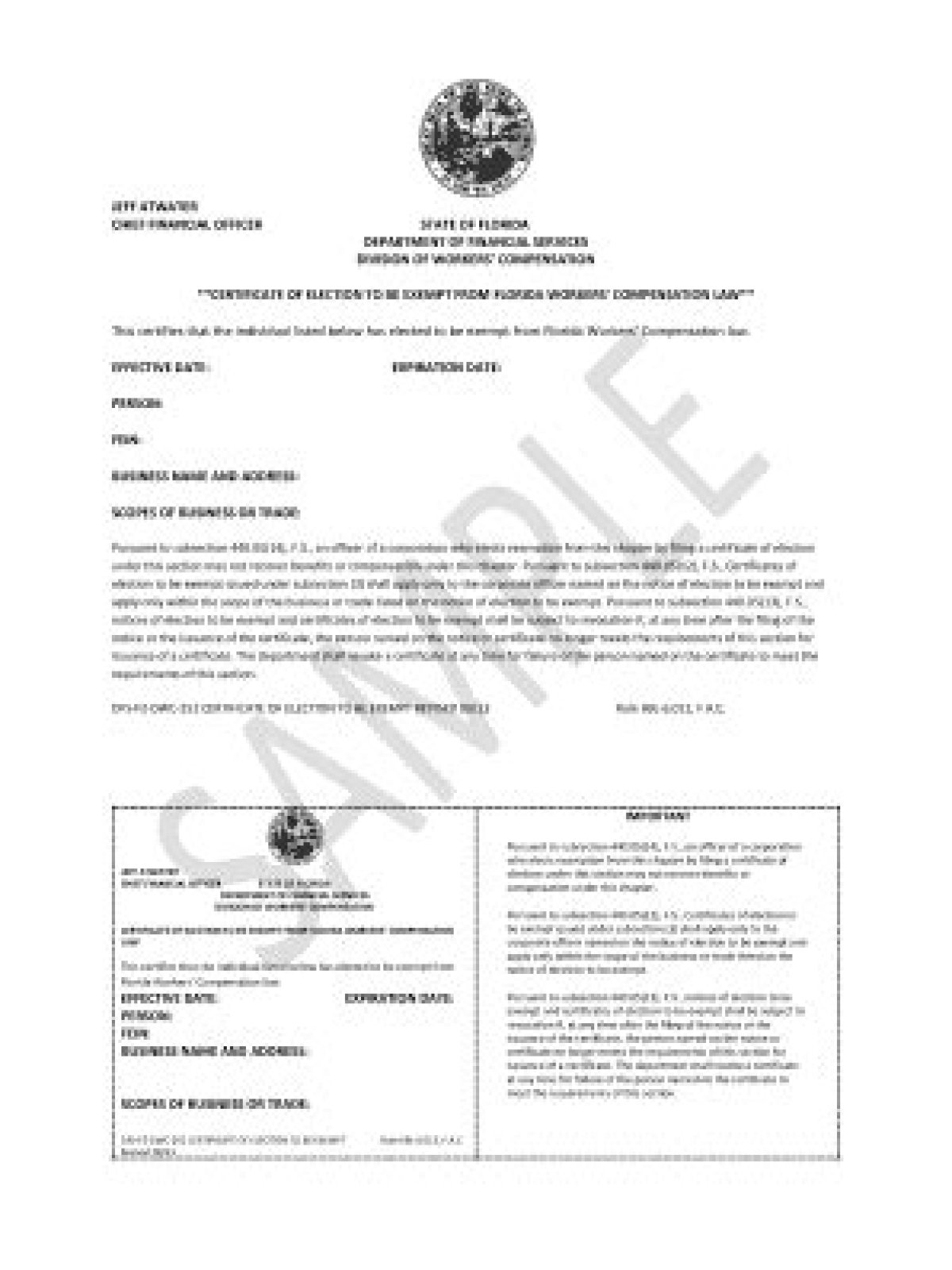 How do I file a workers comp exemption in Florida?