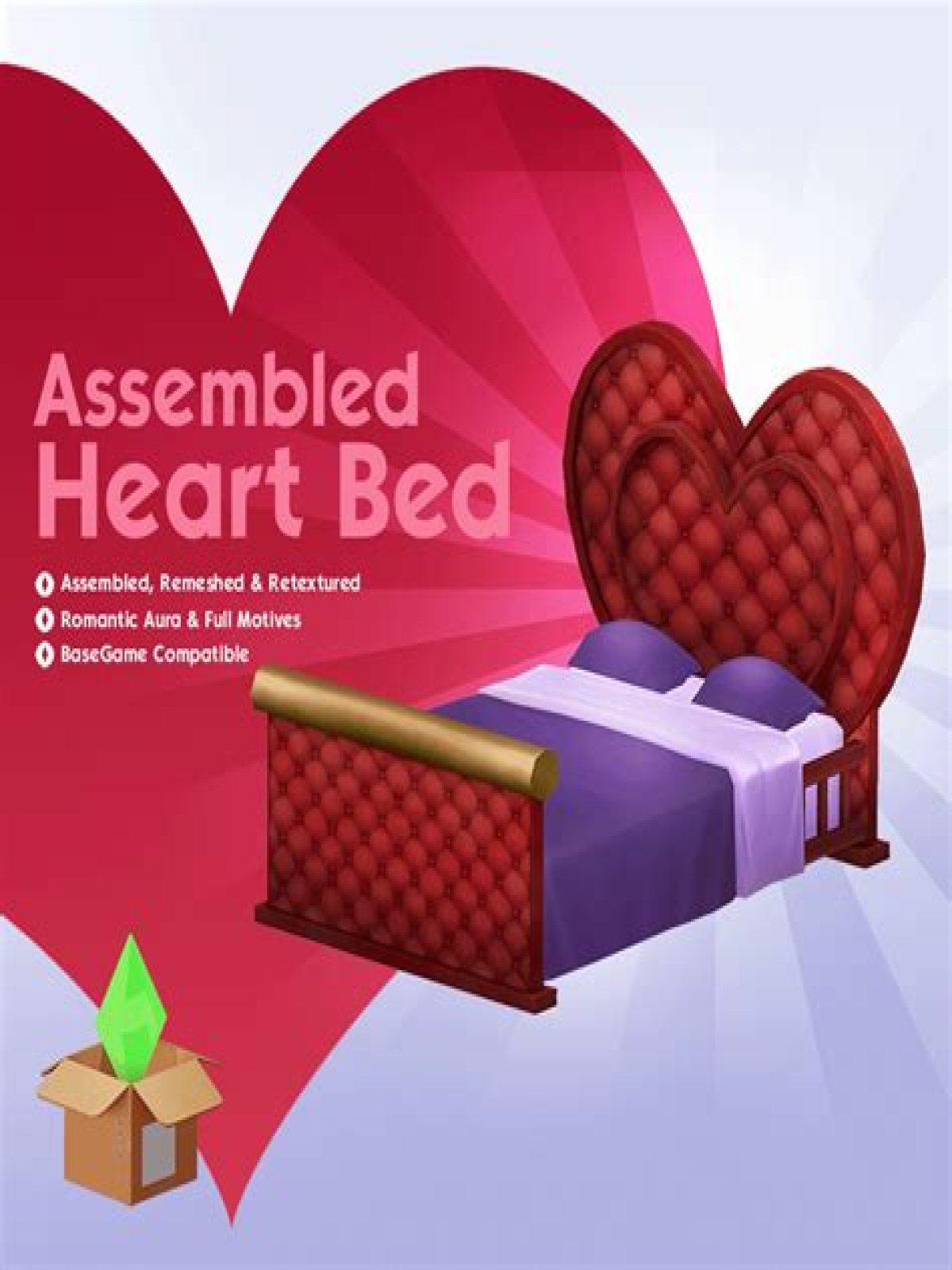 How do you make a heart shaped bed in the Sims?