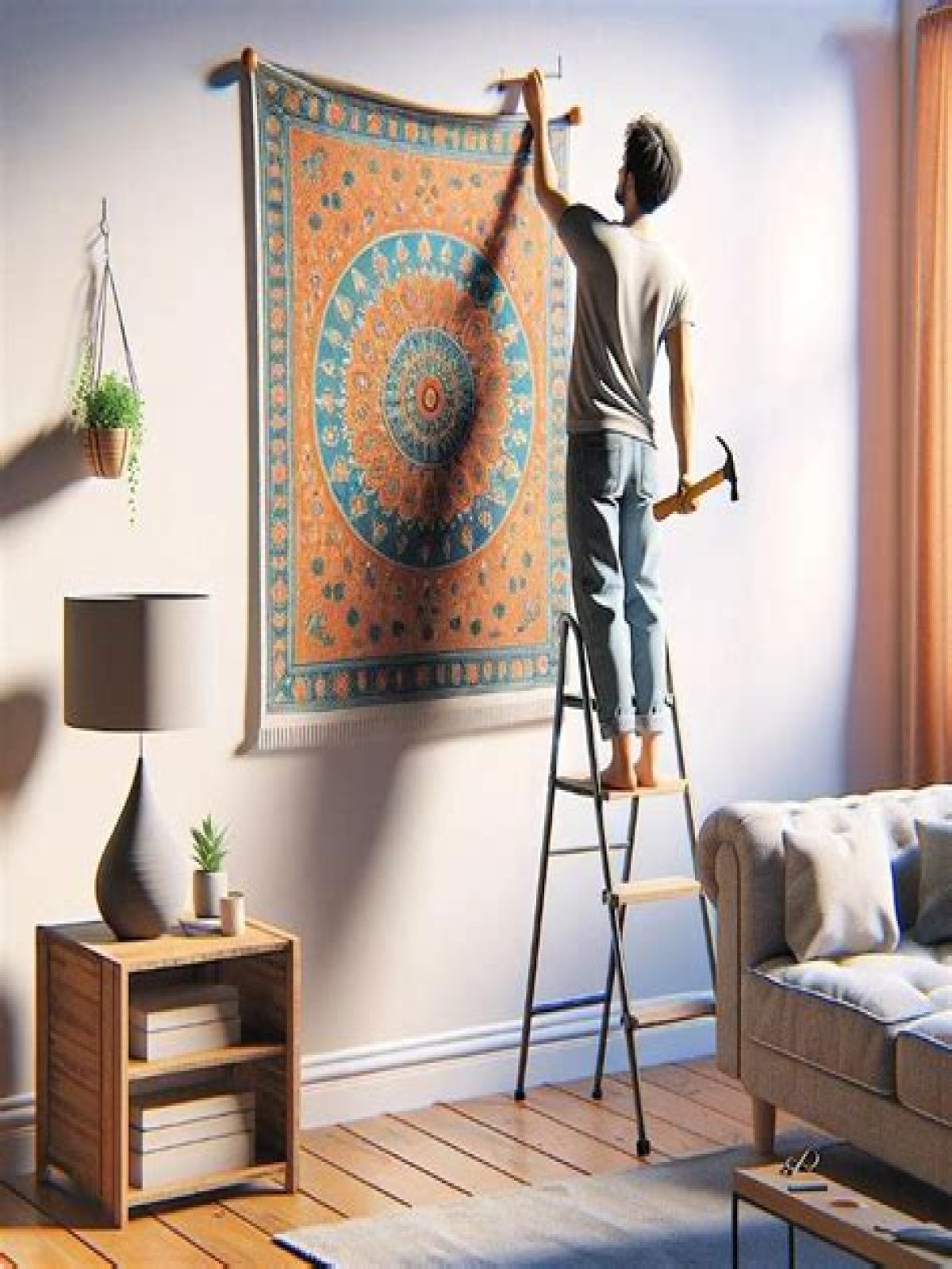 how to hang a tapestry