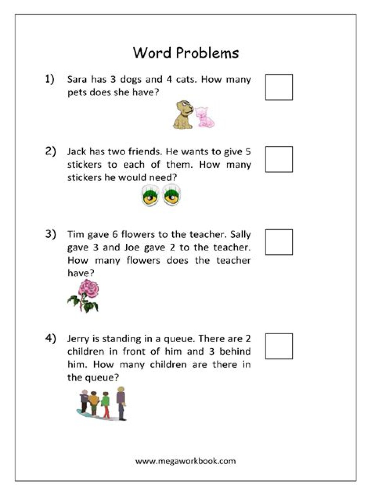 What is a word problem for kindergarten?