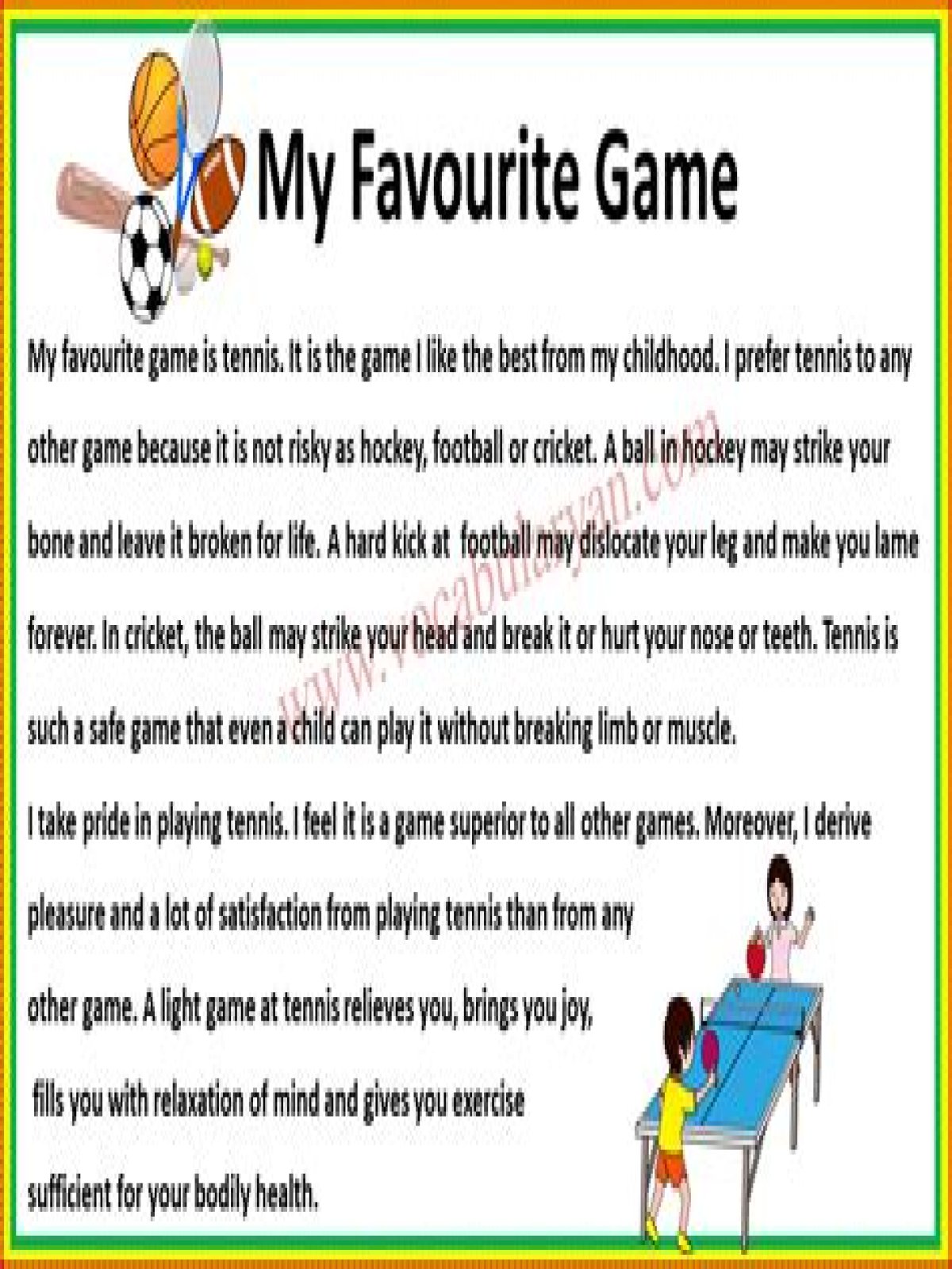 What is your Favourite game essay?